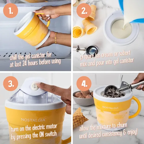 Vista 5 de Nostalgia Máquina Eléctrica para Hacer Helado - Máquina de Helado Suave al Estilo Antiguo Prepara Yogur Congelado o Gelato en Minutos - Divertido