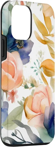 Vista 3 de iPhone 12 mini lindo pastel floral acuarela rosa azul mujeres patrón flor caso