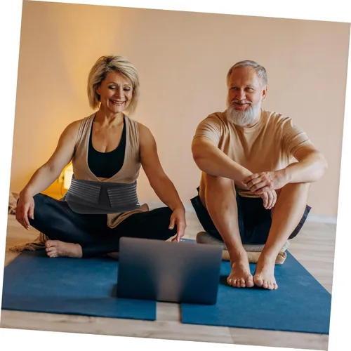Vista 5 de Abaodam Cinturón de apoyo lumbar autocalentable unisex para invierno, fuerte apoyo para abdomen, entrenador de cintura para alivio de espalda baja