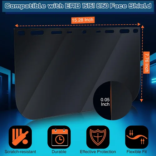 Vista 6 de Paquete de 2 protectores faciales de repuesto compatibles con ERB Negro