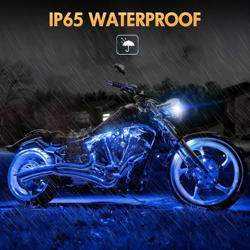 Vista 7 de Nilight Juego de 8 tiras de luces LED RGB para motocicleta, luces de atmósfera impermeables de neón multicolor con control remoto inteligente