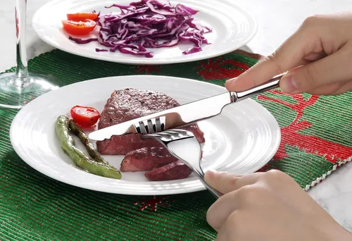 Vista 4 de Artaste Rain II - Cuchillo de cena forjado de acero inoxidable 18/10, juego de 12, 9.5 pulgadas