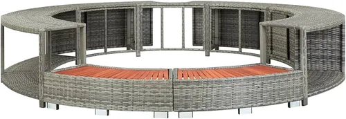Vista 3 de Tidyard Spa Surround, bañera de hidromasaje envolvente gris Poly Rattan