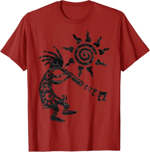Vista 55 de Native American Kokopelli Musican With Flute 2 - Camiseta divertida para fanáticos, Blanco, S