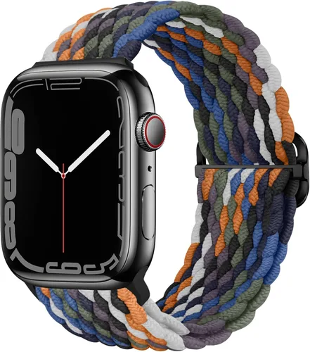 Vista 12 de Qimela - Correa elástica Solo Loop compatible con Apple Watch de 49 mm, 46 mm, 45 mm, 44 mm, 42 mm, 41 mm, 40 mm y 38 mm, correa trenzada Verde