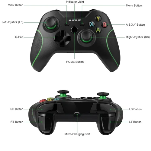 Vista 7 de Wireless Controller Compatible with Xbox OnePC - 2.4GHz Game Controller Built-in Dual Vibration Gamepad Compatible with Xbox OneOne SOne XOne Series