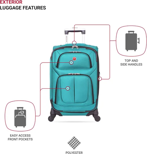 Vista 3 de SwissGear - Equipaje suave expandible Sion con ruedas, verde azulado