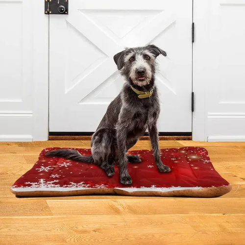 Vista 6 de Blueangle Cama para Mascotas de Copos de Nieve Navideños, Alfombrilla Suave para Jaula, Cojín Lavable Antideslizante para Jaula de Perro, Colchón