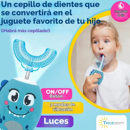 Vista 3 de Trueocity Cepillo de Dientes Eléctrico Automático en Forma de U para Niños, Cepillo de Dientes Automático Recargable para Niños Pequeños Cabezal