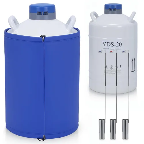 Vista 8 de Tanque de 20L LN2 Dewar criogénico con 3 botes y bolsa de transporte Contenedor de transporte de nitrógeno líquido para la industria de la belleza