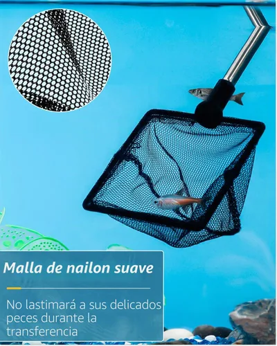 Vista 3 de Red de peces de acuario Pawfly con mango extensible de 9-24 pulgadas de largo para pecera de peces Betta, estanque pequeño de Koi y piscina