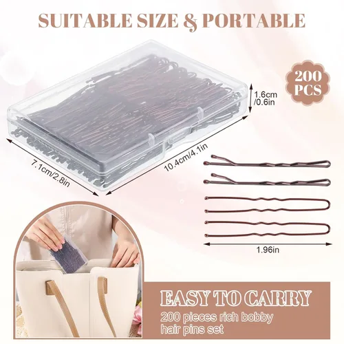Vista 2 de Kit de 200 horquillas para el cabello, horquillas y horquillas en forma de U, regalos para mujeres y niñas con caja de almacenamiento, peinados