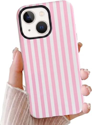 Vista 22 de Compatible con iPhone SE /8/7, diseño de patrón estético a rayas, resistente a los arañazos, funda protectora híbrida de 2 capas a prueba de golpes