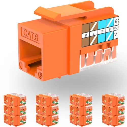 Vista 11 de Rapink RJ45 Conector Keystone Cat6 Soporte 10G, Conectores Keystone UTP 10 Pack para Placa de Pared y Panel de Conexiones, RJ45 Keystone 90 Grados