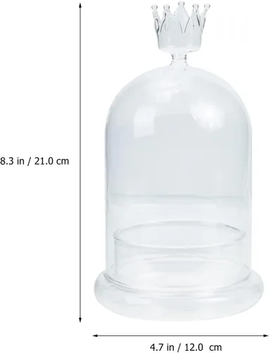 Vista 7 de FOMIYES Cúpula de cristal con base, tarro de campana terrario escaparate para coleccionables antiguos, cubierta de postre para decoración de oficina