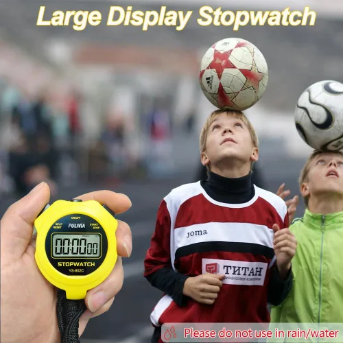 Vista 5 de Digital Stopwatch Timer Only Stopwatch with ON/Off, NO Bell No Whistle Silent Basic Operation Children Friendly, PULIVIA Sport Stop Watch for