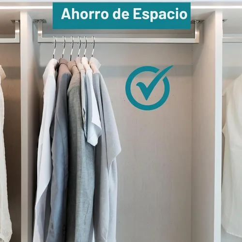 Vista 7 de Perchas de metal cromado, perchas de ropa resistentes con ranuras antideslizantes, perchas delgadas que ahorran espacio, paquete de 10