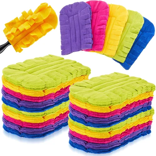 Vista 29 de Zubebe 3 piezas de repuesto de plumero de forro polar reutilizables, plumeros planos de plumas, almohadillas de limpieza lavables para múltiples