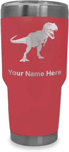 Vista 40 de LaserGram Vaso aislado al vacío de 20 onzas, dinosaurio Tiranosaurio Rex, grabado personalizado incluido (negro)