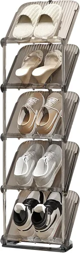 Vista 8 de YYW Estante para zapatos estrecho vertical, estante para zapatos para entrada, organizador de almacenamiento de zapatos de esquina para espacios