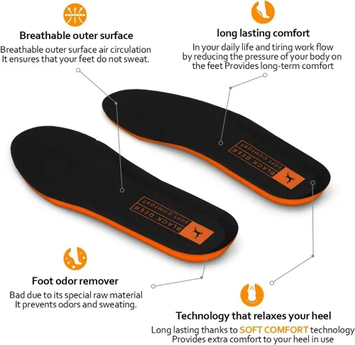 Vista 3 de BLACK DEER X30 - Plantillas ortopédicas deportivas cómodas y acolchadas para hombres y mujeres, plantillas para uso diario y trabajo, Naranja