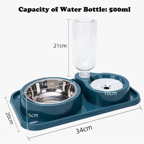 Vista 6 de Love Dream Cuencos dobles para perros y gatos, juego de cuencos de agua y alimentos 2 en 1 con dispensador automático de agua por gravedad, tazón