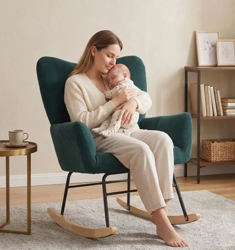 Vista 6 de Silla Mecedora para Guardería, Mecedoras para Guardería, Silla Mecedora para Bebé, Mecedora Deslizante, Diseño de Seguridad Anti-Volcado, Capacidad