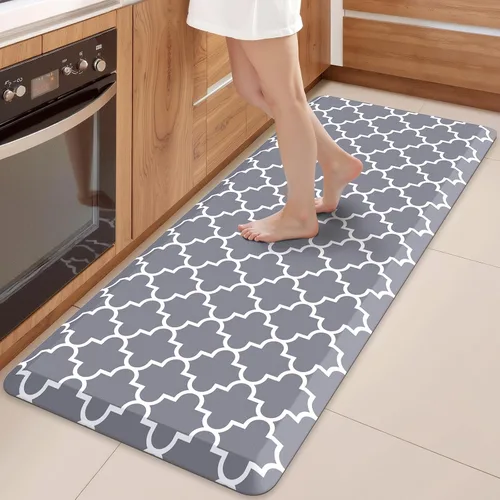 Vista 9 de WISELIFE Tapete de cocina acolchado antifatiga, 17.3 x 28 pulgadas, antideslizante, resistente, de PVC, ergonómico, impermeable, cómodo