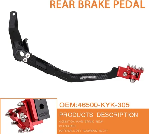 Vista 2 de JFG RACING Palanca de pedal de freno trasero plegable para motocicleta CNC para CRF110 F 2013-2022 OEM rojo 46500-KYK-305
