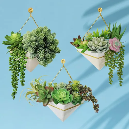 Vista 5 de Winlyn 22 piezas de plantas suculentas artificiales a granel sin maceta, pequeñas cadena de perlas colgantes de aloe, cactus verdes, suculentas