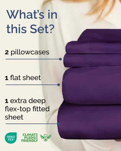 Vista 527 de Extra Deep Twin XL Sheet Set - 3 Piece College Dorm Room - White 01-Blanco