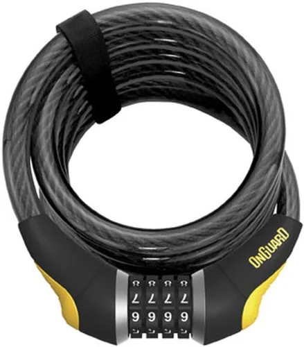 Vista 3 de Onguard Doberman - Cable de bobina reiniciable, cable de bobina negro, bloqueo combinado de 0.394 in x 6 pies