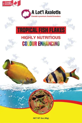Vista 6 de A Lot'l Axolotls Copos de pescado tropical, mejora del color, alto contenido de proteínas, alimentos básicos, 2 onzas