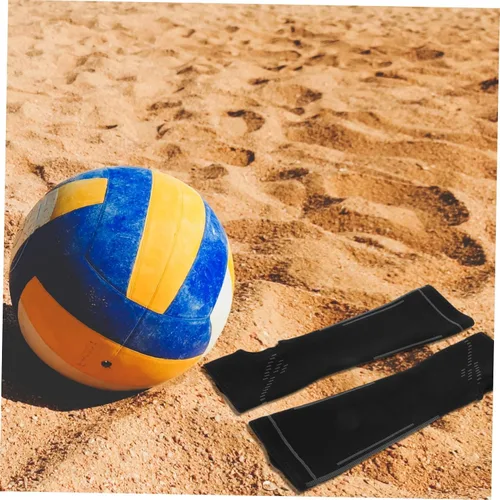Vista 4 de Deportes Brazo Protectores Voleibol Antebrazo Mangas Conjunto Hombres Mangas de Compresión Cobertura Extendida Negro