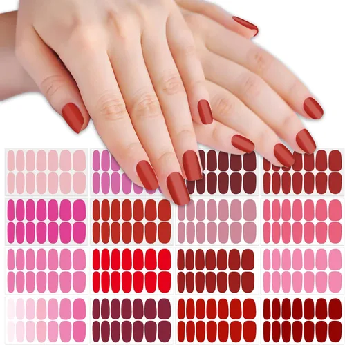 Vista 7 de 224 unidades de envolturas de uñas de color oscuro para mujer, tiras de esmalte de uñas autoadhesivas, tiras de uñas de gel, calcomanías de manicura