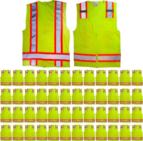 Vista 10 de Malta Dynamics Chaleco de inspección de seguridad amarillo de alta visibilidad, compatible con OSHA/ANSI, tamaño multi