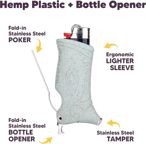 Vista 2 de Toker Poker Abrebotellas Carbón, Estuche para Encendedor Herramienta Múltiple para Acampar y Otros