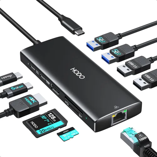 Vista 9 de Adaptador Hub USB C para MacBook Pro Air 2025-2018, Adaptador Multipuerto para Mac para MacBook 13" 15" 16", Accesorios Hub para Mac 8 en 2 con HDMI