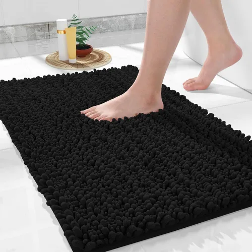 Vista 87 de Yimobra Alfombras de Baño Antideslizantes Lavables - Alfombra de Baño de Chenilla Ultra Suave Absorbente, Alfombra Peluda de Secado Rápido para Negro
