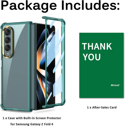 Vista 7 de Miimall Funda para Samsung Galaxy Z Fold 4 con protector de pantalla, carcasa protectora completa ultra fina, suave, a prueba de golpes, protector