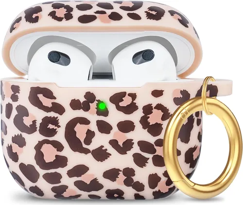 Vista 9 de LitoDream - Funda de silicona suave y flexible con llavero para Apple AirPods 2 y 1, ideal para niñas (vaca)