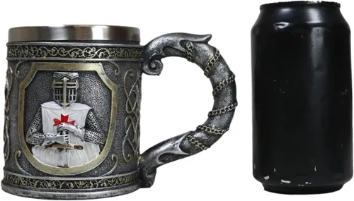 Vista 6 de Ebros Gift Taza de 15 oz con diseño de pergamino escudo de armas medieval Templario Cruzado Cruzado de los Caballeros de la Cruz Taza de café