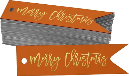 Vista 11 de Etiquetas colgantes con texto en inglés «Merry Christmas» para botellas de papel de aluminio, paquete de 50 unidades Aqua Blue