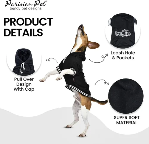 Vista 3 de Parisian Pet Sudadera básica con capucha para perro – Sudadera ligera estampada para perro – Sudadera con capucha para perros con agujero