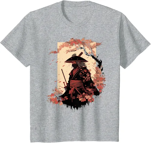Vista 35 de Camiseta estética vintage samurái de arte japonés samurái retro cereza, Negro