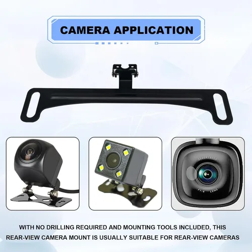 Vista 4 de Soporte universal para placa de matrícula de visión trasera para automóvil, kit de cámara trasera montada en espejo, soporte de instalación