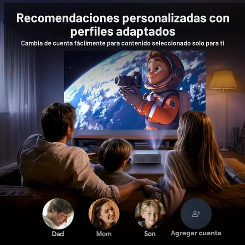 Vista 8 de Aurzen EAZZE - Proyector inteligente compatible con Google TV D1G 4K con WiFi y Bluetooth, enfoque automático y Keystone, Dolby Audio, Zoom