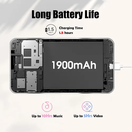 Vista 3 de Reproductor de MP3 con Bluetooth y WiFi: pantalla táctil completa HD de 4.3 pulgadas, gran capacidad, multimedia de transmisión Android, sin tienda
