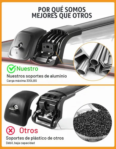 Vista 5 de Barras transversales de techo resistentes de 330 libras para Audi Q5 2018