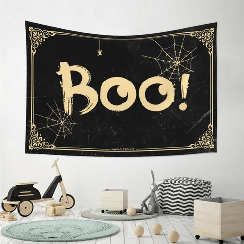 Vista 4 de Divertido tapiz de Halloween, fantasma, boo, cosas geniales para tu habitación, cosas para habitación de niños (tamaño: 39.4 x 59.1 in)